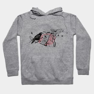 Vintage Storybook Raven Reading a Book Hoodie